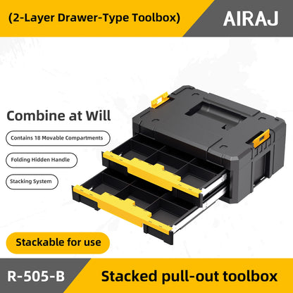 AIRAJ MultiFunctional Tier Stackable Rolling Plastic Portable Folding Tool Storage Box , Suitable for Garage Storage