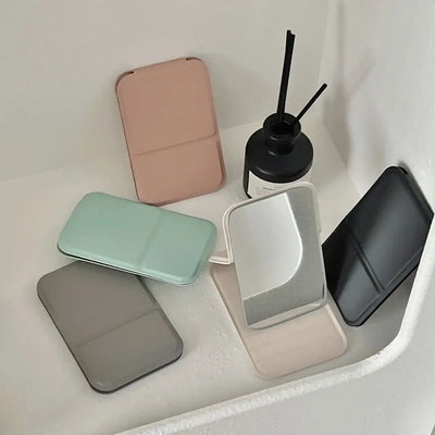 Portable Foldable Makeup Mirror with PU Leather Case - Smarsty