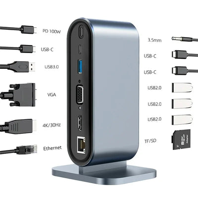 USB C Hub Docking Station Multiport 4K HDMI RJ45 VGA - Smarsty