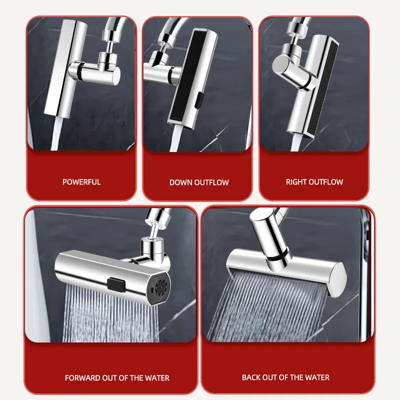 Universal Swivel Faucet with Three-Mode Splash Proof Nozzle - Smarsty