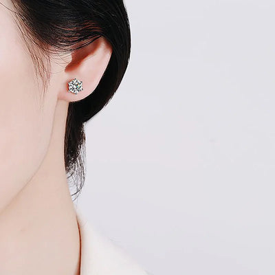 Moissanite Stud Earrings D Color 925 Sterling Silver - Smarsty