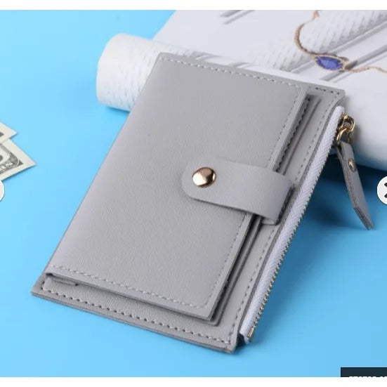 Ladies Fashion Solid Color Multi-slot Card Holder / Mini PU Leather Wallet - Smarsty