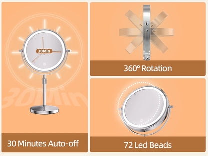 8 Inch Makeup Mirror With Light And 10X Magnification - Smarsty