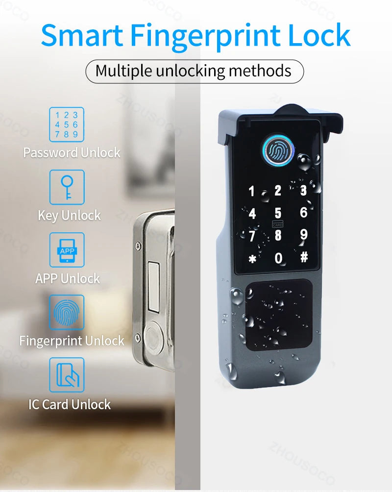 Waterproof Smart Door Lock with Bluetooth and WiFi Control - Smarsty