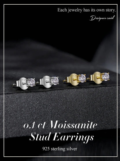 Moissanite Earrings 925 Sterling Silver D Color Studs - Smarsty