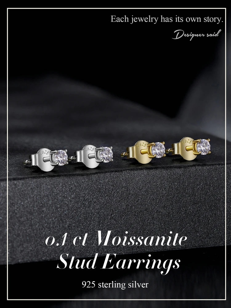 Moissanite Earrings 925 Sterling Silver D Color Studs - Smarsty