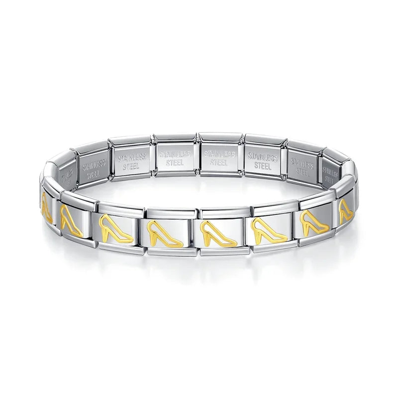 Womens Stainless Steel Charm Bracelet Elastic Fashion Bangle - Smarsty