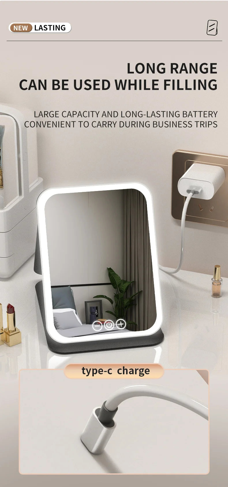 LED Dimmable Makeup Mirror with Adjustable Brightness - Smarsty