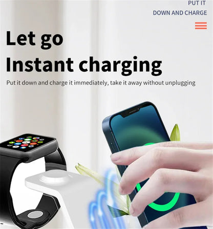 Three In One Wireless Charger Stand Fast Charging Dock - Smarsty