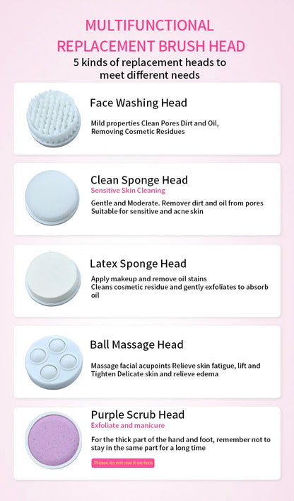 Electric 5 In 1 Facial Brush With Pore Cleaner - Smarsty