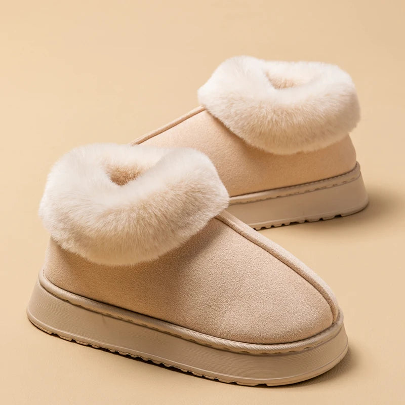 Women's Winter Slippers Non-Slip Indoor House Shoes, Plush Fleece Lined Warm Cotton Slippers with Soft Sole for Home Comfort - Smarsty