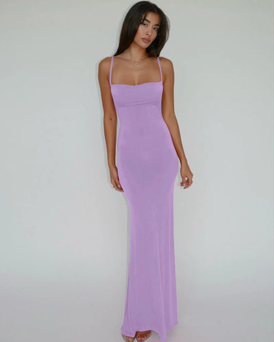 Hugcitar 2025 Spring Solid Sleeveless Backless Elegant Sexy Bodycon Y2K Maxi Prom Dress Women Clothes Birthday Party Casual Y2K - Smarsty