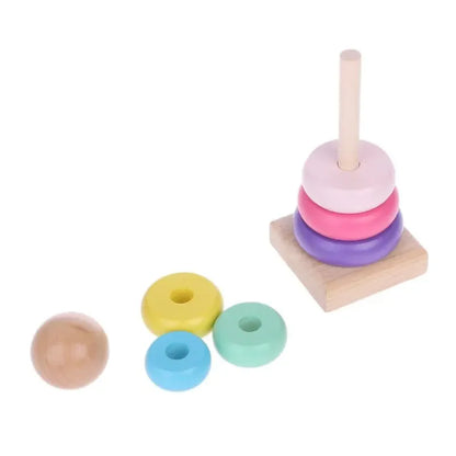 Wooden Rainbow Tower Children Educational Montessori Toys Childhood Learning Kids Colorful Wood Blocks for Christmas Gift TMZ