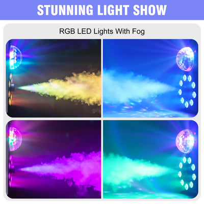 U'King 700W Smoke Machine Wireless Remote Control Effect Fogger 3in1 LED RGB Stage Light Fog Machine DJ Halloween Christmas - Smarsty