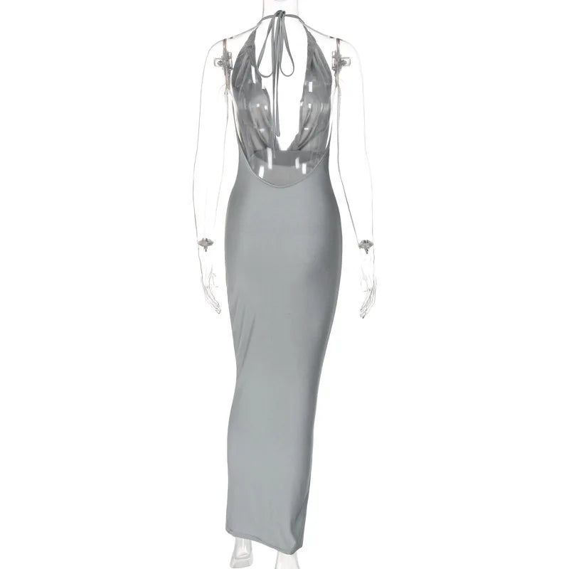 Dulzura Autumn Women Halter Backless Midi Dress For Women Bodycon Sexy Party Elegant Outfits Evening Birthday Clothes Y2K 2024 - Smarsty