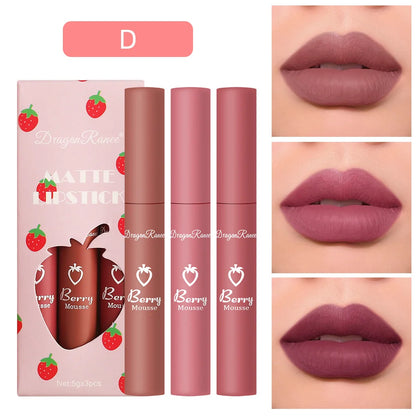 3 PCS Velvet Matte Lip Gloss Set for Hydration - Smarsty