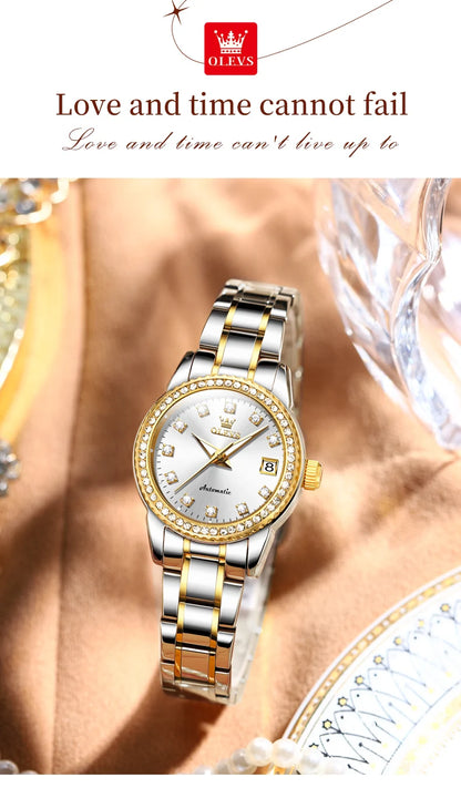 OLEVS Women's Automatic Waterproof Luxury Watch with Luminous Dial - Smarsty