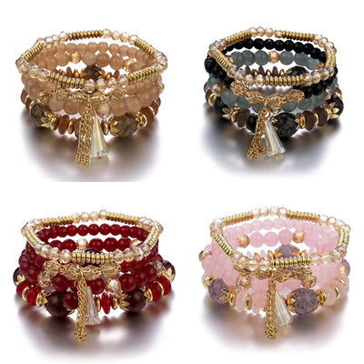 Colorful Glass Beaded Bracelet Set for Women - Smarsty