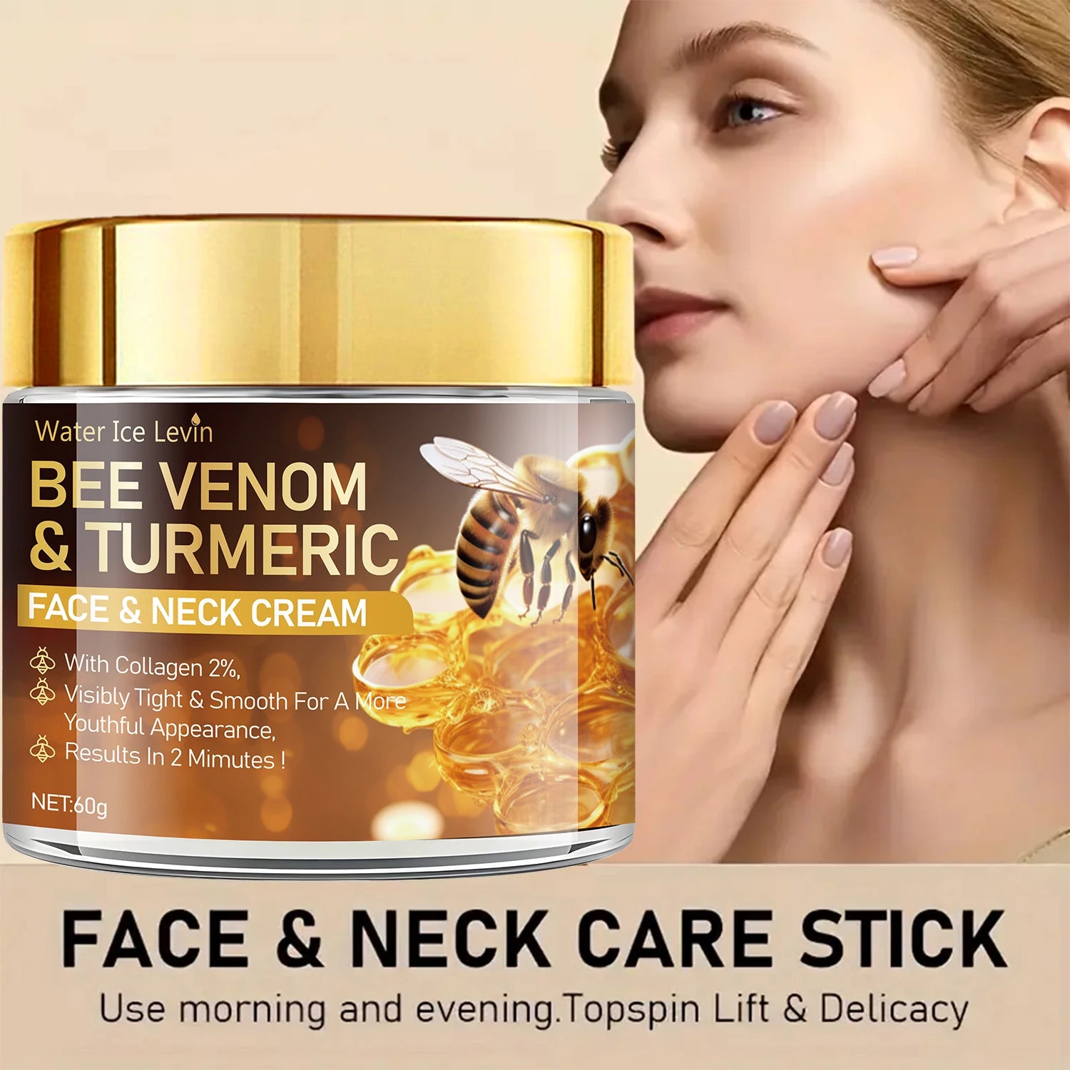 Bee Venom Instant Facial Lifting Cream Firms and Lifts Loose Skin, Smoothes Skin |   Alcohol-Free, Containing Hyaluronic Acid, Suitable for All Skin Types - Smarsty