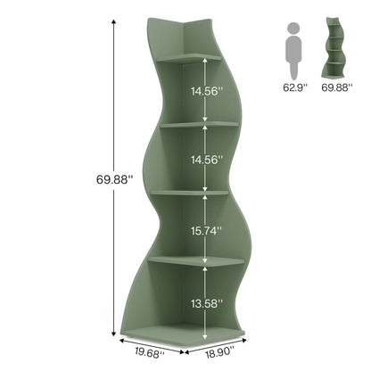 Tribesigns Corner Shelf, Modern 5-Tier Wall Corner Bookshelf, Stylish Corner Small Bookcase Storage Rack Plant Stand