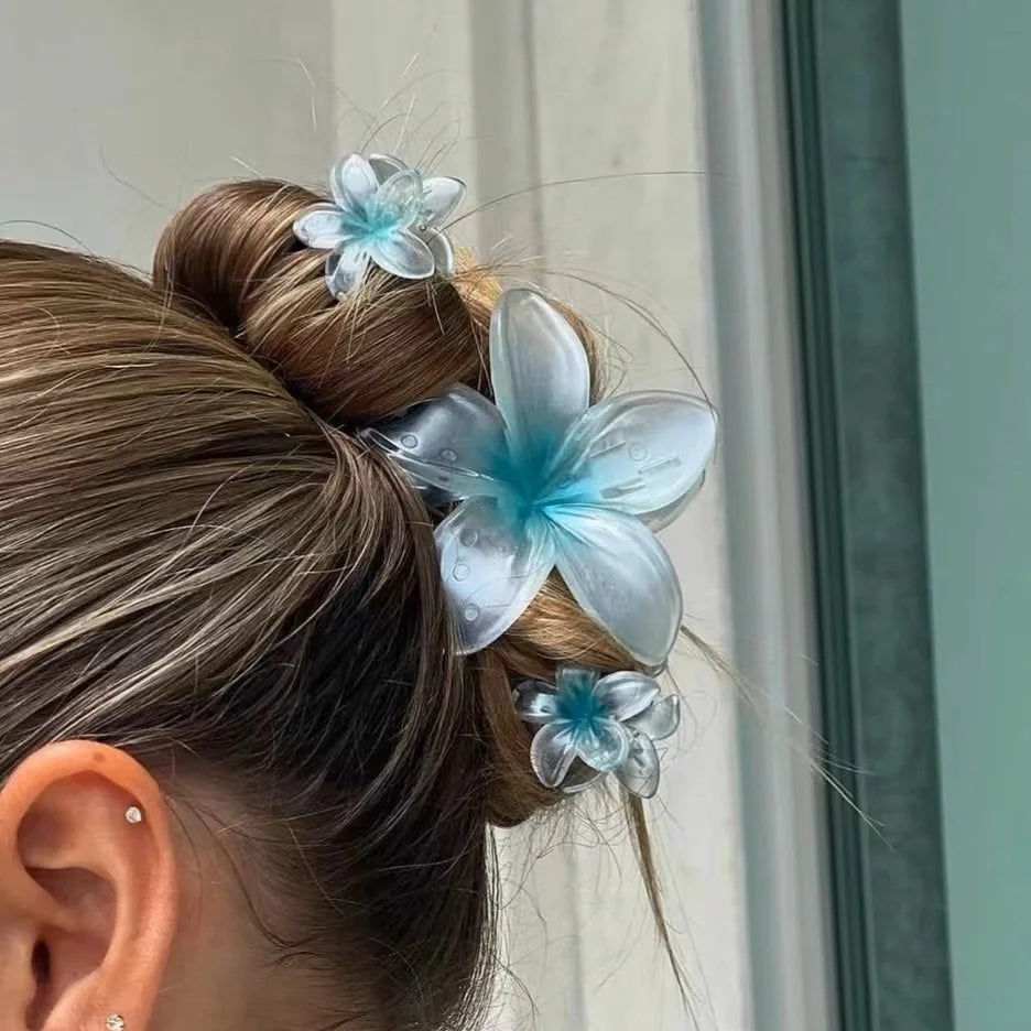 Pack Of 3 Flower Claw Clips Beach Summer Hair Accessories - Smarsty
