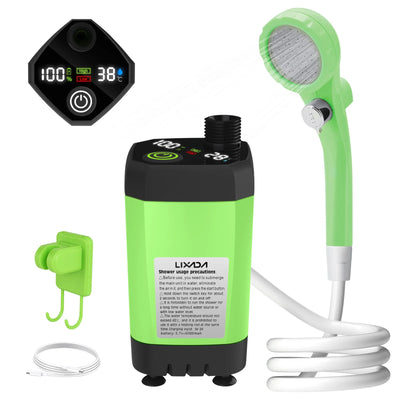 Camping Shower Pump RV Outdoor Shower Kit Camp Shower w/Full Screen Intelligent Digital Display Adjustable 6000mAh Shower Kit by Smarsty
