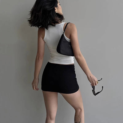 Women Scuplted Square Neck Tank Top - Smarsty