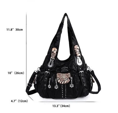 Angelkiss PU Leather Women Shoulder Bag Zipper Closure - Smarsty