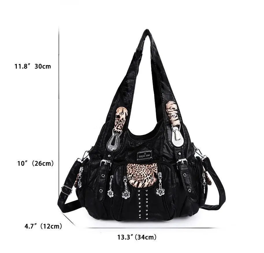 Angelkiss PU Leather Women Shoulder Bag Zipper Closure - Smarsty