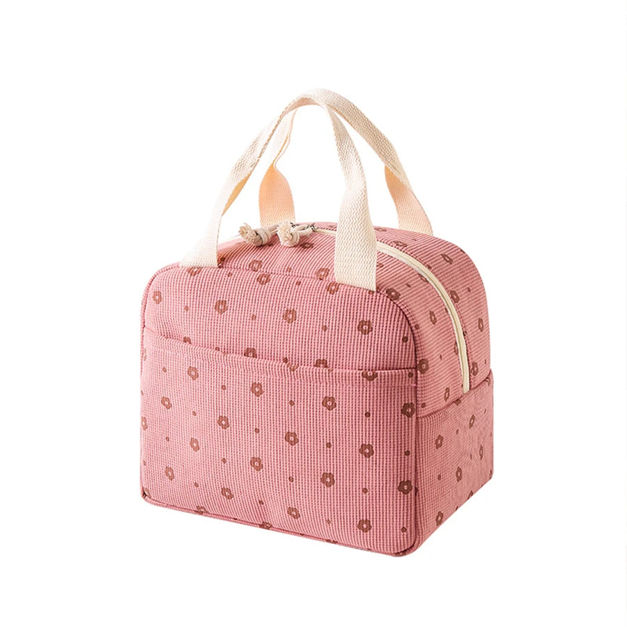 Floral Printed Insulated Lunch Bag With Portable Cooler - Smarsty