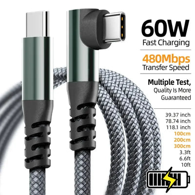 LAIHONEN 1PC USB C Cable 1M 2M 3M 10FT USB C Data Transfer 60W PD Fast Charging Cable for iPhone 15 15Plus 15Pro Max - Smarsty