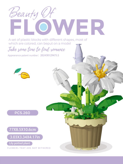 Building block flower simulation bouquet small particle assembly puzzle toy children's handmade DIY potted tabletop ornament - Smarsty