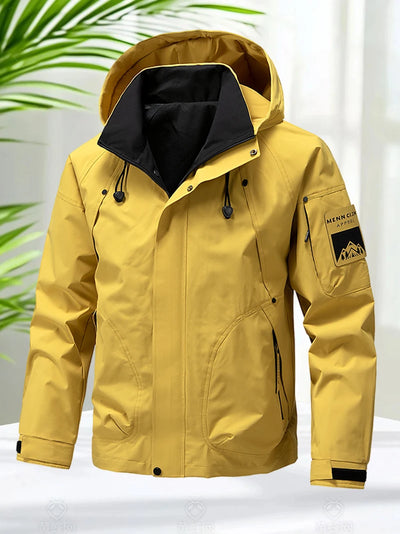 Waterproof Jacket Men Outdoor Softshell Zip Up Hooded Jacket Windbreaker Hiking Camping Coats Lightweight Spring Autumn Coats by Smarsty