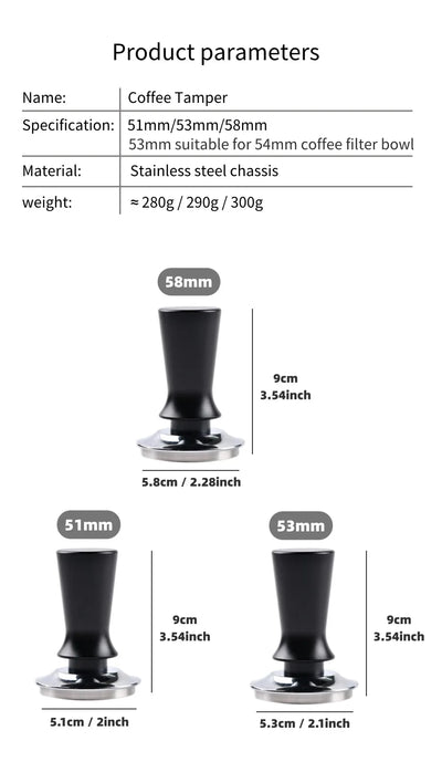 58mm 53mm 54mm 51mm Espresso Tamper Barista Coffee Tamper with Calibrated Spring Loaded Stainless Steel Tampers - Smarsty