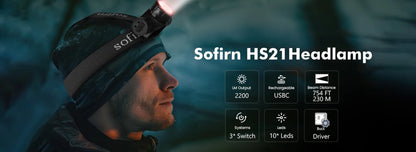 Sofirn HS21 2000lm EDC Headlamp 18650 USB C Rechargeable Flashlight SFT40 Powerful Headlight With Infrared Switch by Smarsty