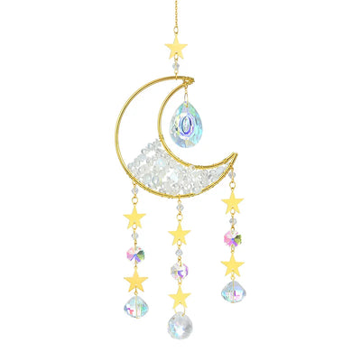 Gold Moon Crystal Suncatcher Wind Chime for Rainbow Effects - Smarsty