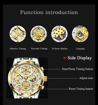 Luxury Waterproof Men's Chronograph Watch with Luminous Date - Smarsty