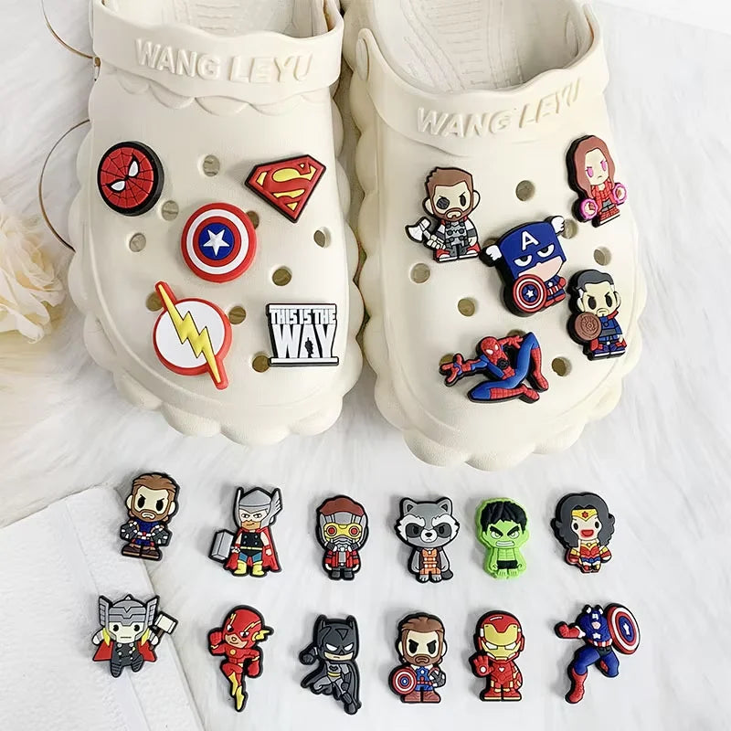 Random 10/20/30Pcs Hot Toys Marvel Spider-Man Series Shoe Charms For Clogs,PVC Shoe DIY Decorations Premium Quality Accessories