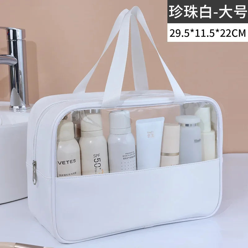 Portable Travel cosmetic bag Women Transparent Makeup Bag Large-Capacity Bath Wash Bags Multifunction Waterproof Storage Case - Smarsty