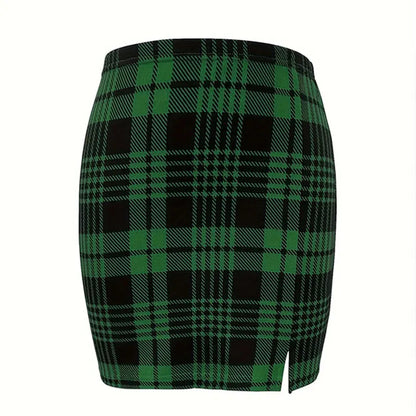 Plaid Skirt Sexy Micro Skirt Offiece Lady Red Green Elegant Pencil Mini Skirts Streetwear High Waist Lady Short Skirt for Women - Smarsty