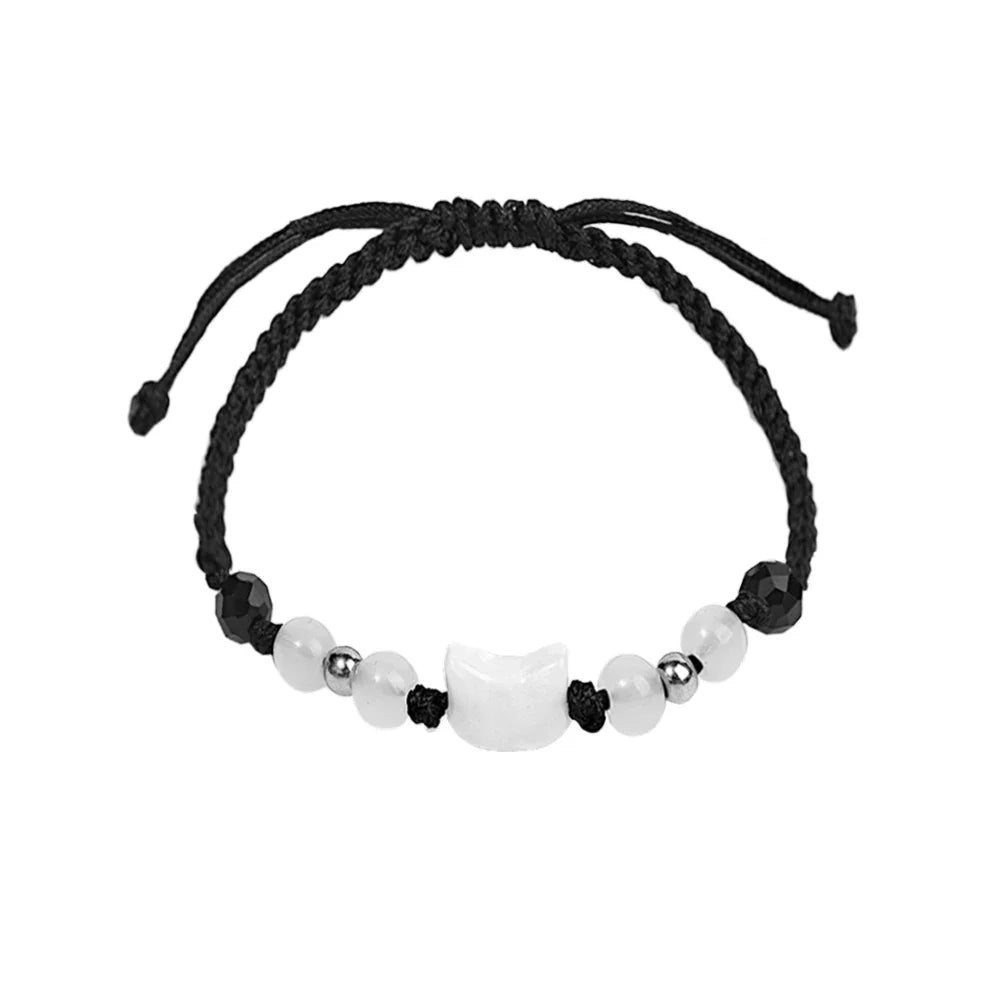 Moonstone Obsidian Couple Bracelets Handmade Minimalist Jewelry - Smarsty