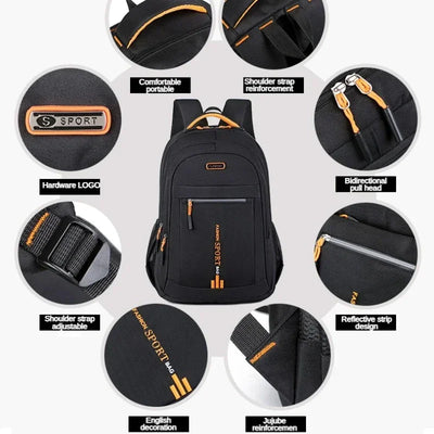 Men's Backpacks Oxford Waterproof Rucksack Business Computer Bag Casual Travel Backpack Senior High School Student Schoolbag - Smarsty