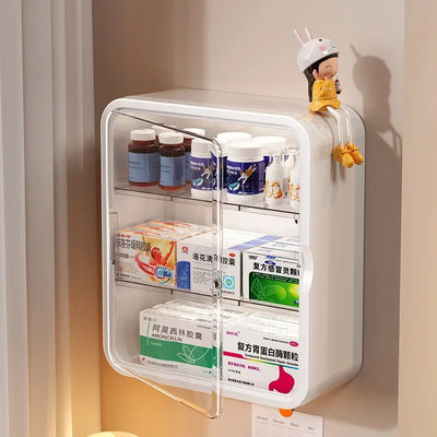 Wall hanging no punching family installation standing medical cabinet drug toy storage rack multi-layer storage box by Smarsty