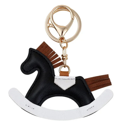 Women's Bag Charm Decoration Cartoon Rocking Wooden Horse Women's Leather Charm Bag Charm Key Chain Cute Bag Accessories Gifts