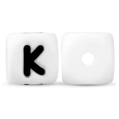 50Pcs Silicone Alphabet Beads White DIY Jewelry Making - Smarsty