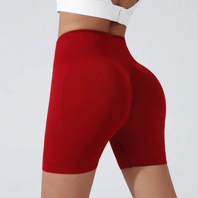 Peach Hip Lifting Sports Shorts Women High Waist Belly Slimming Running Training Quick-drying Trousers Tight Three-point Shorts - Smarsty