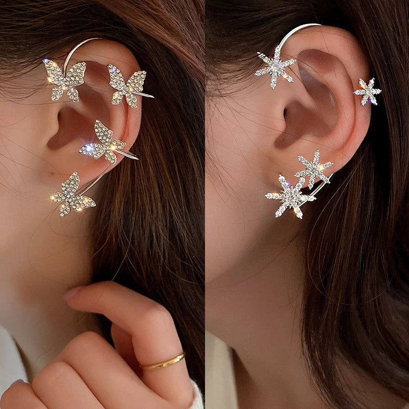 Luxury Crystal Butterfly Clip Earrings for Stylish Women - Smarsty