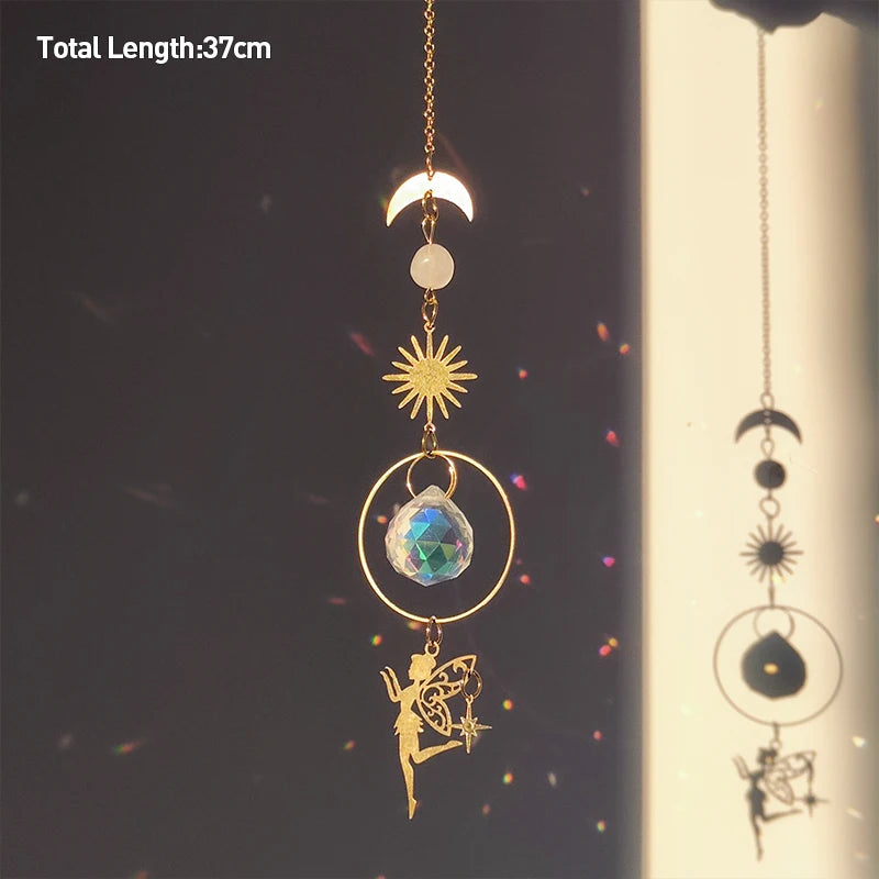 Golden Butterfly Crystal Pendant Suncatcher Wind Chimes - Smarsty