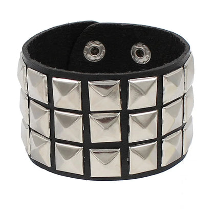 90s Punk Style PU Leather Spiked Bracelet - Smarsty