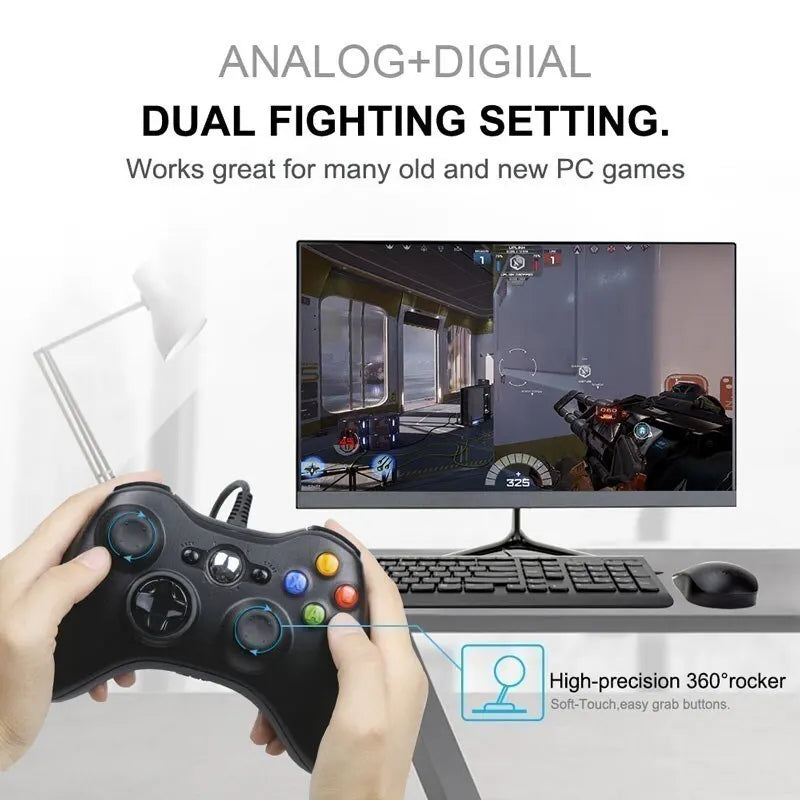 Xbox 360 Wired Game Controller With Dual Vibration Feature - Smarsty